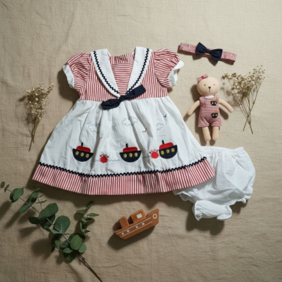 New Baby Girl dress set with matching headband underwear size 3 to 6 months - Picture 1 of 3